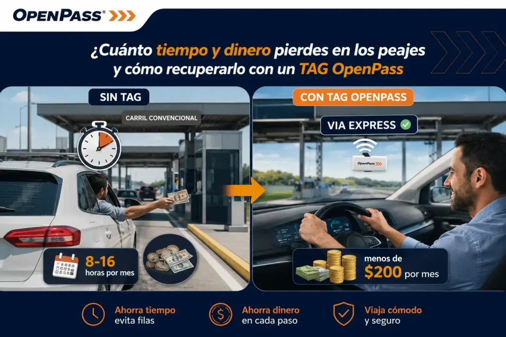OpenPass | Cuánto tiempo y dinero pierdes en los peajes (y cómo recuperarlo con un TAG) Tiempo y dinero perdido en peajes